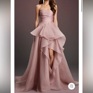 Elegant Pink Strapless Evening Gown